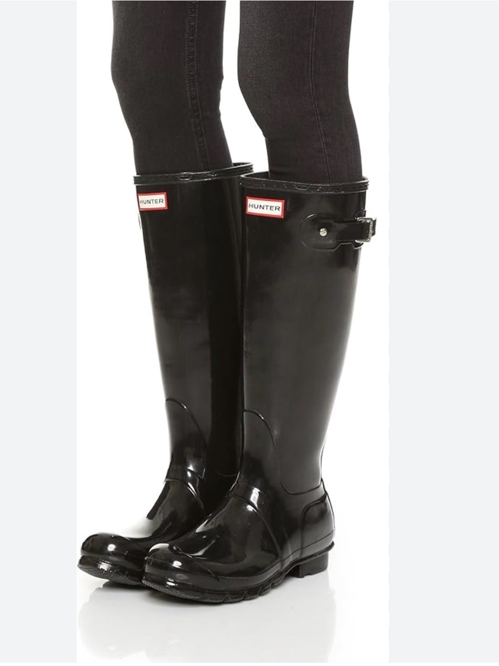 Hunter Black Glossy Rain Boots - Tall